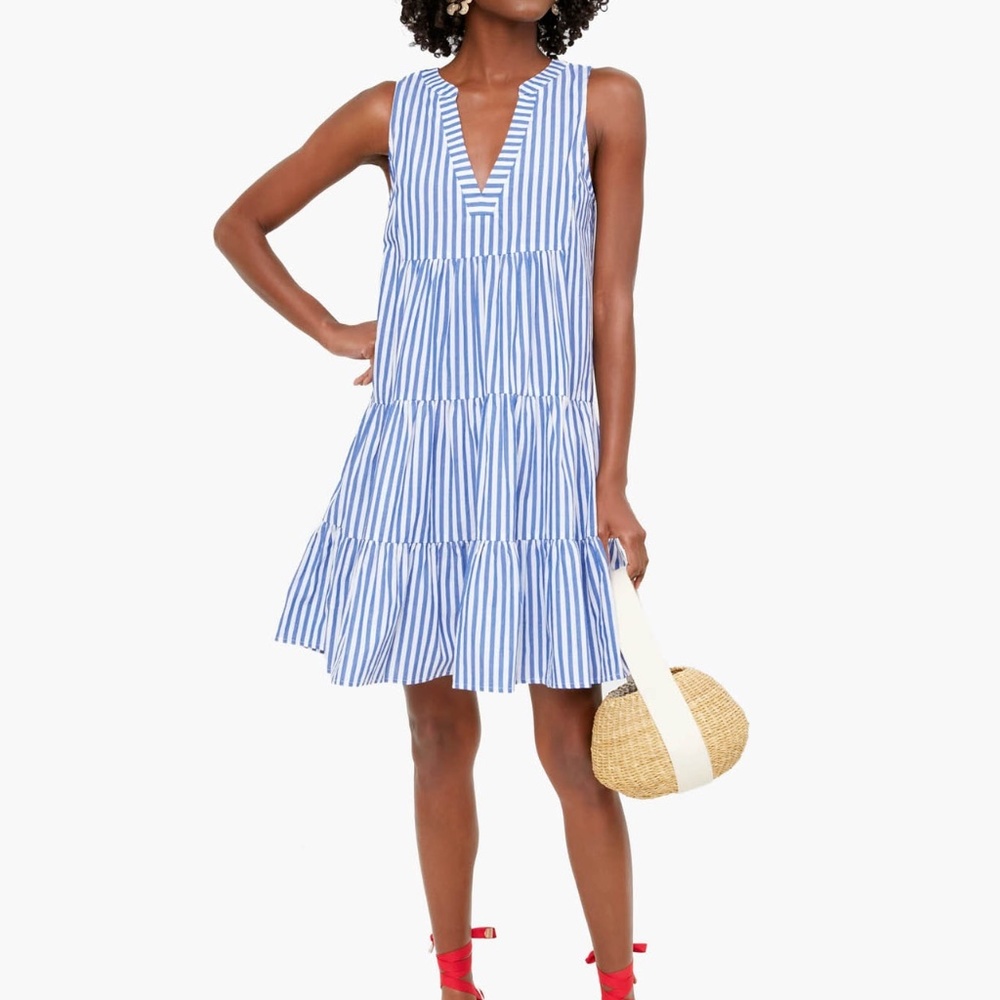 NWT Blue and White Stripe Sleeveless Cotton Poplin Kenzo Dress